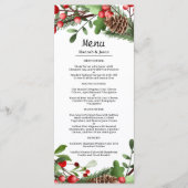 Winter Red Berries Wreath | Weihnachtsmenü Menükarte (Vorderseite)