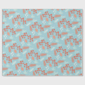 Winter Red Berry Blue Bird Blues Weihnachten Geschenkpapier (Flach)