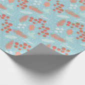 Winter Red Berry Blue Bird Blues Weihnachten Geschenkpapier (Ecke)