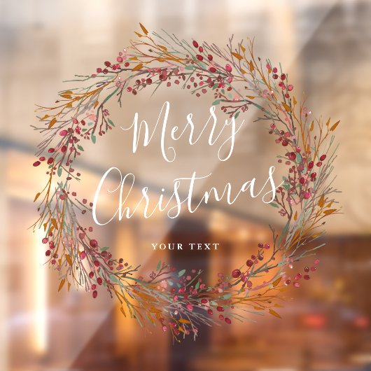 Winter Red Berry Wreath Frohe Weihnachten Fensteraufkleber (Blatt 2)