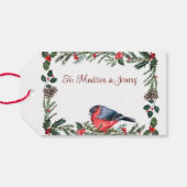 Winter Red Bird Botanisches Weihnachtsfest Geschenkanhänger (Rückseite Horizontal)