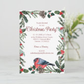 Winter Red Bird Botanisches Weihnachtsfest Party Einladung (Stehend Vorderseite)