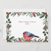Winter Red Bird Botanisches Weihnachtsfest Party Einladung (Rückseite)