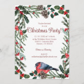 Winter Red Bird Botanisches Weihnachtsfest Party Einladung (Vorne/Hinten)