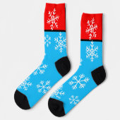 Winter Red Blue White Snowflakes Socken (Linkes Detail)