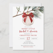 Winter Red Bow Ornament Merry Little Brautparty Einladung (Vorderseite)