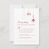 Winter Red Christmas Bauble Ornaments Hochzeit RSVP Karte (Vorderseite)