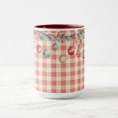 Winter Red Christmas gingham with ornaments Tasse (Zentrum)