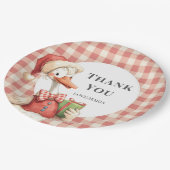 Winter Red Christmas Silly Goose 1st birthday Pappteller (Schrägansicht)