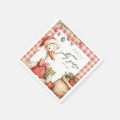 Winter Red Christmas Silly Goose 1st birthday Serviette (Ecke)
