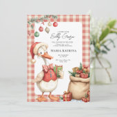 Winter Red Christmas Silly Goose Baby Shower Einladung (Stehend Vorderseite)