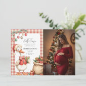 Winter Red Christmas Silly Goose Baby Shower Einladung (Stehend Vorderseite)