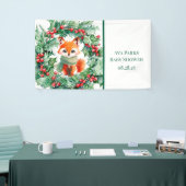 Winter Red Fox Green Berries Babydusche Willkommen Banner (Messeveranstaltung)