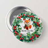 Winter Red Fox Green und Berries Baby Dusche Button (Vorne & Hinten)