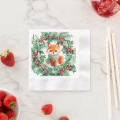 Winter Red Fox Green und Berries Baby Dusche Serviette (Beispiel)
