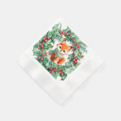 Winter Red Fox Green und Berries Baby Dusche Serviette (Ecke)