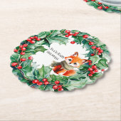 Winter Red Fox Green und Berries Baby Dusche Untersetzer (angewinkelt)