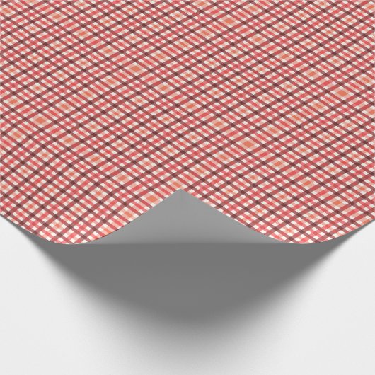 Winter Red Gingham Kariert Checkered Pattern Geschenkpapier (Ecke)