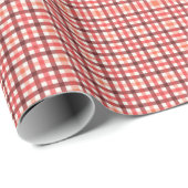 Winter Red Gingham Kariert Checkered Pattern Geschenkpapier (Rolleneckpunkt)