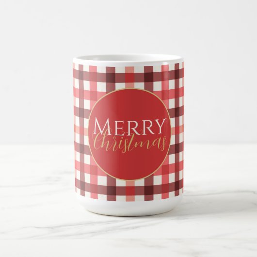 Winter Red Gingham Kariert Checkered Pattern Kaffeetasse (Mittel)