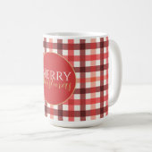 Winter Red Gingham Kariert Checkered Pattern Kaffeetasse (VorderseiteRechts)