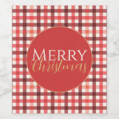 Winter Red Gingham Kariert Checkered Pattern Weinetikett (Einzelnes Label)