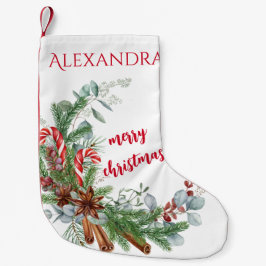Winter Red Green Christmas Bouquet Monogram Kleiner Weihnachtsstrumpf