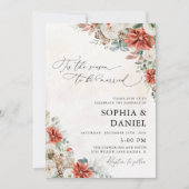 Winter Red Greenery Pinecone Hochzeit Einladung (Vorderseite)