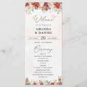 Winter Red Greenery Pinecone Hochzeitsprogramm Programm (Vorderseite)