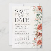 Winter Red Greenery Pinecone Save the Date Karte (Vorderseite)
