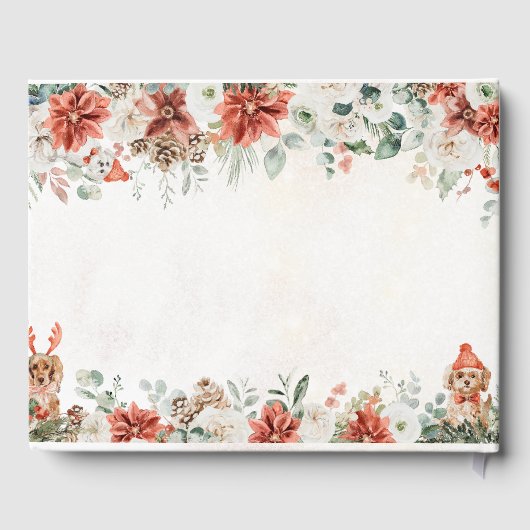 Winter Red Greenery Pinecone Wedding Guest Book Gästebuch (Rückseite)