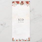 Winter Red Greenery Pinecone Wedding Menu Menükarte (Rückseite)