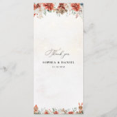 Winter Red Greenery Pinecone Wedding Menu Menükarte (Rückseite)