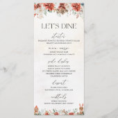 Winter Red Greenery Pinecone Wedding Menu Menükarte (Vorderseite)