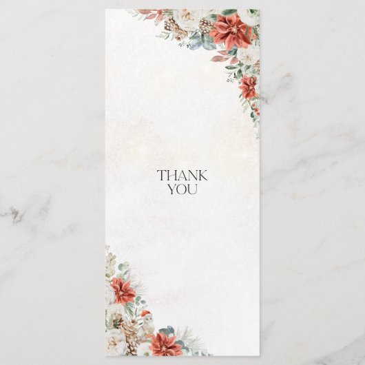 Winter Red Greenery Pinecone Wedding Menu Menükarte (Rückseite)