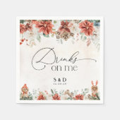Winter Red Greenery Pinecone Wedding Paper Napkin Serviette (Vorderseite)