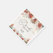 Winter Red Greenery Pinecone Wedding Paper Napkin Serviette (Ecke)