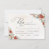 Winter Red Greenery Pinecone Wedding RSVP Card Karte (Vorderseite)