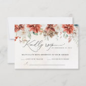 Winter Red Greenery Pinecone Wedding RSVP Card Karte (Vorderseite)