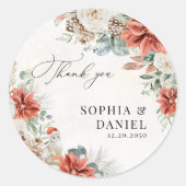 Winter Red Greenery Pinecone Wedding Sticker (Vorderseite)