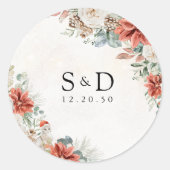 Winter Red Greenery Pinecone Wedding Sticker (Vorderseite)