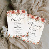 Winter Red Greenery Pinecone Wir sind verlobt Einladung