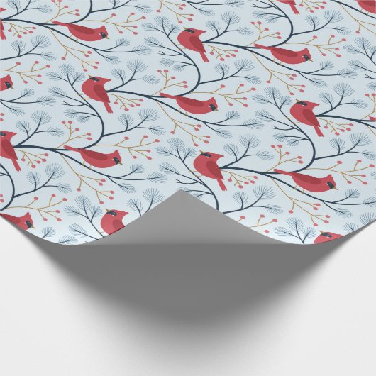 Winter Red Kardinal Bird Geschenkpapier (Ecke)