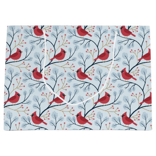 Winter Red Kardinal Bird Große Geschenktüte (Vorderseite)