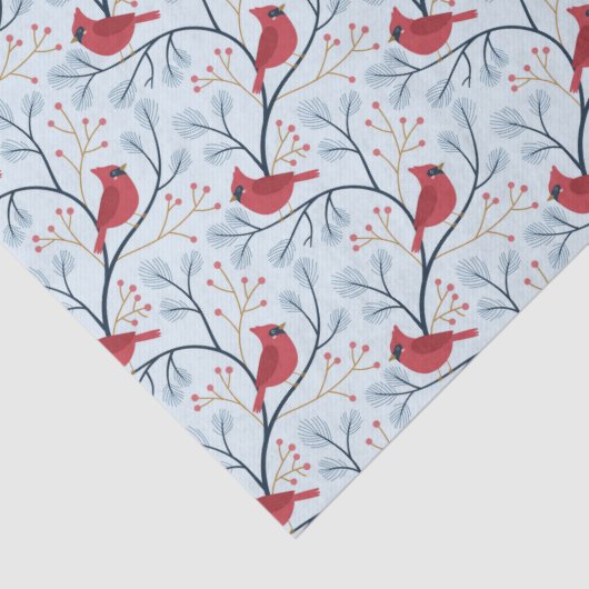 Winter Red Kardinal Bird Seidenpapier (Detail)