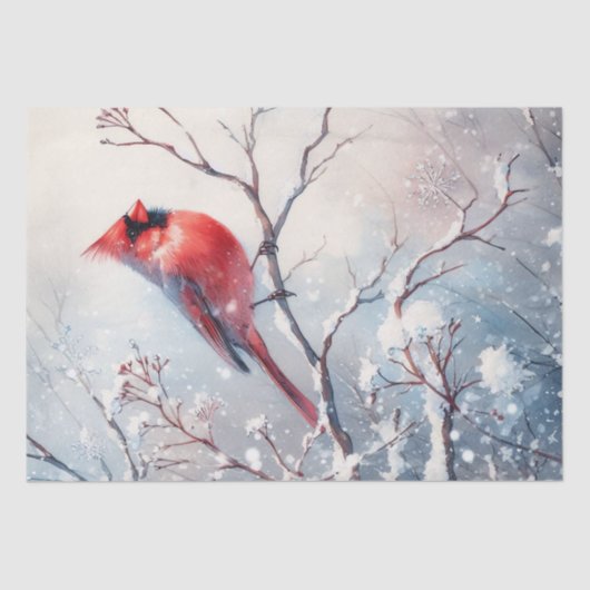 Winter Red Kardinal Bird Seidenpapier (Vorderseite)