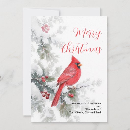 Winter Red Kardinal Bird Weihnachtskarte (Vorderseite)