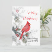 Winter Red Kardinal Bird Weihnachtskarte (Stehend Vorderseite)
