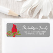 Winter Red Kardinal Grau Weihnachten Rücksendeadre (Insitu)