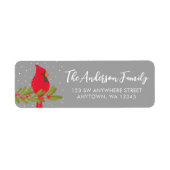 Winter Red Kardinal Grau Weihnachten Rücksendeadre (Vorne)